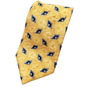ROUNDTREE & YORKE Yellow Tie Necktie Silk Hand Sewn 4 X 59